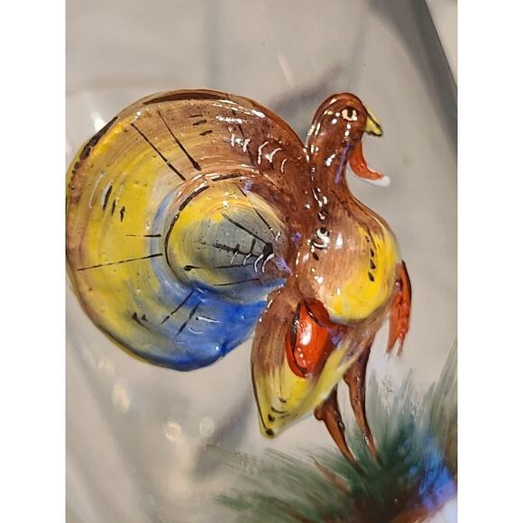 4 Highball Gold Rimmed Bar Glasses With 3D Enameled Game Birds Pheasant Set EUC - Picture 12 of 15